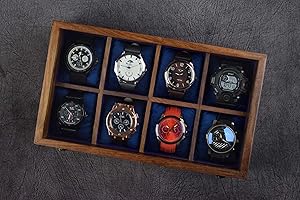 ROYAL CRAFT EXPERTISE Boîte à montres pour hommes en palissandre vintage de qualité supérieure – 8 vitrines pour montres pour hommes | Coffrets à montres en bois pour hommes | Boîtiers de montres en bois pour hommes