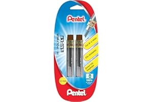 Pentel Juego de 2 recambios para portaminas 0,3 mm con funda gris, dureza 2H