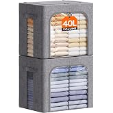 Lifewit Clothes Storage Boxes with Metal Frame, Stackable Wardrobe | Foldable Storage Box Metal Frame Fabric Box with Handles