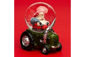 ‎SIKORA SIKORA SK01 Kleine Glas Deko Schneekugel Weihnachtsmann auf dem Traktor Weihnachten Weihnachtsdeko D:45mm