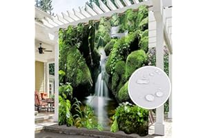 SK Studio Rideaux d'extérieur Imperméables, 3D Printed Rideau Occultant Isolant Thermiques avec œillets pour Pergola, Jardin, Chambre, 2 Pièces Style 9, 253x213cm