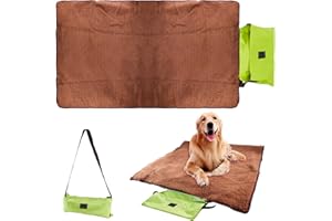 ASFRODE Składany koc dla psa, 100 x 70 cm, wodoszczelny koc dla zwierząt domowych, wodoodporna mata dla psa, do użytku wewnątrz i na zewnątrz (zielona)