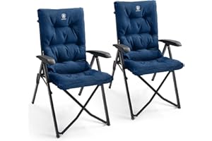 EVER ADVANCED Sedie da campeggio di lusso per adulti schienale alto caricabile da 150 kg in alluminio acciaio resistente sedia da giardino pieghevole oversize comoda imbottita da 6 cm