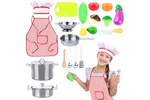 VFANDV Cucina Giocattolo per Bambini, 21 Pezzi Set Accessori Cucina Bambini con Pentole Giocattolo, Cucina Bambini Giochi Cucina Bambina