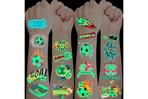 BOYATONG Leuchttattoos Kinder Fußball, 10 Blätter Tattoo Kinder Fussball Geschenke Jungen, Geschenk Junge 3 4 5 6 7 8 9 10 Jahre, Kleine Geschenke für Adventskalender für Jungs, Coole Sachen für Jungs