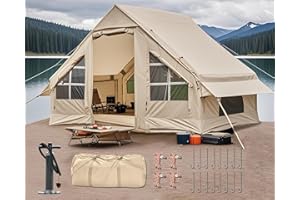 DANCOOM Tente de Camping Gonflable avec bâches, Tente familiale Gonflable 2/4/6/8 Personnes pour Le Camping, Grande Maison de Tente Gonflable avec Double Toit, Tente Gonflable Facile à Monter