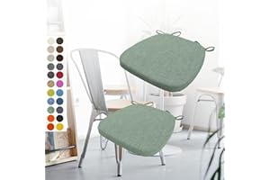 ASELBIA 2er Set Stuhlkissen 40x38x5cm mit Bändern,Waschbare Sitzkissen Rutschfest,Stuhlauflage Stuhlpolster Sitzkissen,Abnembar Bezug Mit Reißverschluss,Ideal für Zuhause Büro Küche Esszimmer,Achat Grün