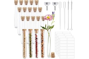 GOTFUN provrör med kork, 20 stycken plaströr transparent med kork för blommor, vätskor, kryddor, gör-det-själv, 12 mm x 75 mm