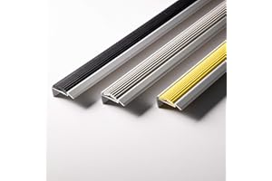 FLOORDIREKT Profilo per gradini Power Grip | Profilo per scale con inserto in gomma antiscivolo | Preforato o autoadesivo | Materiale di montaggio incluso (100 x 4,2 x 2 cm | autoadesivo, grigio)