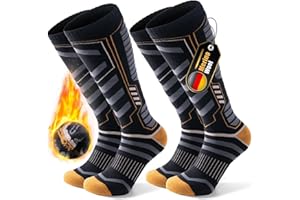 PULIOU Skisocken Merinowolle, Thermosocken Herren Snowboarden, Atmungsaktiv Schnell Trocknend Antiblasen Warme Dicke Merino Socken Für Kaltes Wetter Herren Damen Jugendliche 35-51(2 Paar)