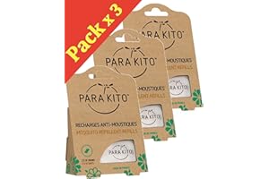 Pack of 3 x 2 Parakito Refill Natural Anti-Mosquito Bracelet and Clip
