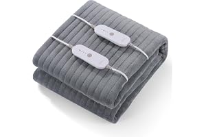 Uppvärmd underfilt 160 x 140 cm med automatisk avstängning, 4 temperaturnivåer och 2 temperaturzoner med avtagbar kontroll, snabb uppvärmning, enkel fixering på madrassen
