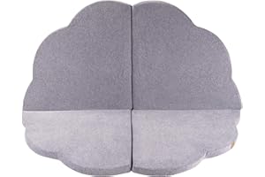 MEOWBABY 160x160cm Tappetino per bambini Cloud Materasso da pavimento Tappeto per bambini rotondo Tappeto per bambini Materasso pieghevole Gioco Tappeto Gioco Tende Tappeto pieghevole Grigio Chiaro