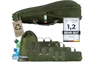 TRAVEL DUDE Packwürfel Set mit Kompression aus recycelten Plastikflaschen | Leichte Packing Cubes | Packtaschen Set für Rucksack & Koffer