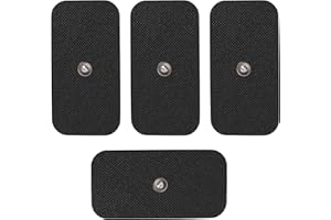 Stonenect Électrodes de rechange adhésives Clouté Réutilisables Pansements autocollants Tampons adhésifs remplacement Compatible avec Compex TENS/EMS Machines (4Pcs 5x10cm-3.75 mm Bouton)