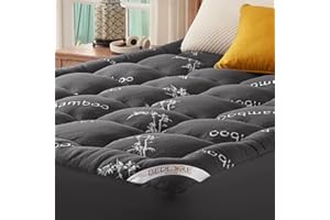 ‎BEDLORE BEDLORE Matratzentopper 180x200cm aus Bambusfaser-Viskose Matratzenauflage mit Dehnbaren Taschen für 40cm Matratze,Weiche Matratzenauflage zur Linderung von Rückenschmerzen (Dunkelgrau)