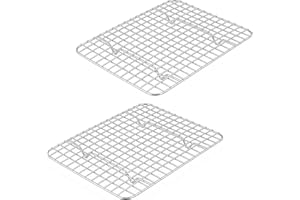 Herogo Piccola griglia di raffreddamento in acciaio inox, set da 2 pezzi, 25 x 19 x 2 cm, misura piccola teglia, griglia in metallo, per torte, biscotti, pane, bordi lisci e durevoli, lavabile in
