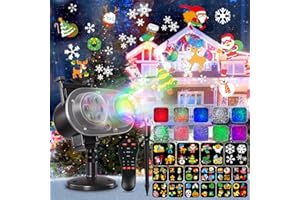 SGAINUL Lampada per Proiettore LED Natalizia, 16 Effetti HD Proiettore per Esterni Illuminazione Luce Natalizia con Telecomando per Decorazioni per Feste