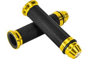 Tunejoy Poignée de Moto en Caoutchouc Poignées de Guidon pour Moto 22 mm 24 mm Antidérapantes Universelles en Aluminium pour Moto Scooter Quad Cruiser Dirt Bike