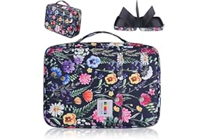 AYVANBER Kolorowy piórnik maks. 220 przegródek, duża pojemność, nylonowy piórnik z zamkiem błyskawicznym, organizer na kredki akwarelowe ​z praktycznym etui dla studentów, dorosłych, artystów, Flower