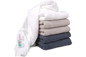 MAKIAN Pieluchy muślinowe, 6 sztuk, 80 x 80 cm, sprawdzone pod kątem Öko-Tex® Standard 100, 6 ściereczek do śliniania w jakości premium, podwójnie tkane pieluchy materiałowe/muślinowe,