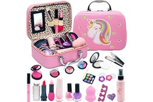 MRABBITOO Unicorno Trucchi Bambina Set - 27 pezzi Trousse Trucchi Bambina Anallergici,Lavabile Set Di Trucchi Per Bambini,Valigetta Trucco Bambina,Giochi Bambina Natale Compleanno Regalo 3 4 5 6 7 8 9 10 Anni