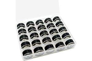 New brothread 25pcs/pack Schwarz 70D/2 (60WT) Bobbin Thread Vorgewickelten Spulen Unterfaden Kunststoff Größe A SA156 für Stickerei und Nähmaschine Brother/Babylock/Janome/Singer/Kenmore