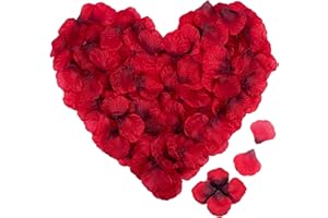 IDEALHOUSE 4000 Pieces Rose Petals, Artificial Silk Flowers Petals Romantic Decorations, Emulation Rose Petals for Wedding Decoration, Valentine's Day, Confession Decoration, Party Decoration (Dark Red)