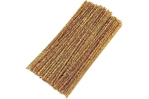 WS ACCESSORIES Pack of 25/50/100/250/500 30cm Pipe Cleaners for Arts & Crafts [Glitter Gold, Pack of 25]