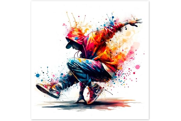Posterlounge Breakdance style Poster de nobelart 40 x 40 cm Déco colorée Tableaux Décoration murale