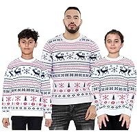NOROZE Men Women Boys Girls Family Christmas Jumper Ugly Christmas Sweaters Long Sleeve Fairisle Reindeer Snowflake Xmas Tree