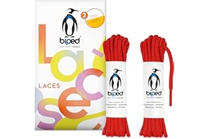 ‎BIPED biped LACES 2 Paar reißfeste Schnürsenkel für Lederschuhe, Boots, Stiefel - für Arbeit, Freizeit und Sportschuhe - 100% Polyester Schuhbänder rund ø 4 mm z2914(#3 red,120 cm)