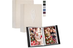 Lanpn Fotoalbum 13x18 100 2 Packungen, Klein Leinen Einstecken Einsteckalbum für Hochformat Fotos Bilder Beige