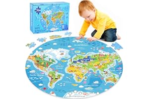 KISPATTI Puzzle Mondo Bambini 71 Pezzi, Puzzle Bluey per bambino, Cartina Geografica Regalo Gioco Educativo