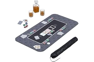 Relaxdays Pokermatte 120 x 60 cm, Texas Holdem, Pokertischauflage groß, rutschhemmend, Polyester, Pokerzubehör, schwarz