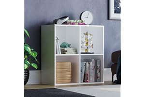 Vida Designs Durham Cube Bookcase Storage Organiser Living Room Bookshelf Home Office Furniture (4 Cube, White)
