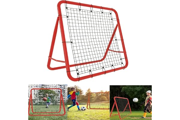 YRHome Filet de Football Rebond 100 cm pour divers sports de balle, 5 marches réglables, pliable, cadre en acier sur les deux côtés