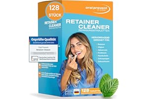 ‎ORAL-PREVENT DR. THOMSEN Oral Prevent Retainer Cleaner Reinigungstabletten (128 Stück) - Zahnspangenreiniger & Zahnschiene Reinigung - Gebissreiniger Tabs - Effektive Tiefenreinigung - Minzfrisch