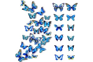 LEEWYOU 24PCS 3D Papillon Stickers Muraux pour Décoration de Maison Autocollants Papillons Sticker Mural Bricolage Amovible Réutilisable pour Chambre Salon