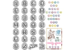 CRASPIRE Iniziale AZ Lettere Timbri in Gomma Trasparenti Alfabeto Floreale Vintage Riutilizzabili Timbri in Silicone Trasparente Sigilli per Creazione di Carte di Journaling Scrapbooking Album