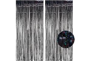 Halloween Lametta Vorhange Schwarz Glitzer - GREATRIL Party Luftschlangen Fransen Geburtstag Foto Hintergrund Dekoration für Rip 20s Dirty 30 Walpurgisnacht Graduation Abschluss Party Deko - 2 Stück