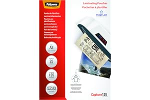Fellowes Lamineringsfolier A3 ImageLast, 125 mikron (2 x 125 mic), 25 stycken, transparenta med orienteringshjälp