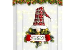 ‎SKEADEX Skeadex Türkranz Weihnachten LED, 69CM Weihnachtsmann Weihnachtskranz Tür Außen mit LED Licht, Türschmuck Weihnachten Batteriebetrieben, Weihnachtskranz Haustür LED für Haustür Wand Fenster Kamin