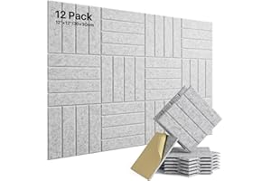 Soundsbay 12 Stück Akustikpaneele Selbstklebend, Akustikplatten aus Polyester zur Schalldämmung, 30×30×0.9cm, Schallschutz Schallabsorber für Effektive Akustikbehandlung und Stylische Wandgestaltung