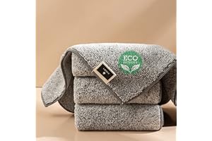 AlD Set di 3 asciugamani da cucina sostenibili, in 100% bambù, colore grigio