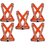 Lifekrafts Safety Reflective Vest for Outdoors and Biking, Motorcycle and cycling protective gear. Be Seen Be Safe(Pack of 5 Orange)