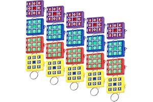 Kureny 20 Llaveros de Tres en Raya, Llaveros de Plástico de Tic Tac Toe Adecuados para Niños y Niñas de 8 a 12 Años