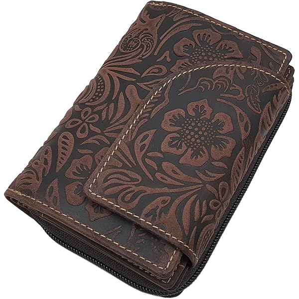 myledershop Grote volledig buffel-damesportemonnee/portemonnee/portemonnee met kolibri-motief of zonder motief met RFID- en NFC-bescherming, cognac, Eén maat, Modern