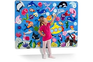 QUOKKA Ocean Felt Board for Toddlers - 70 PCS Double-Thick Story Set with Large 41x30 Inch Durable Felt Wall Activity Board - Ideal for Storytelling Indoor Toddler Activities and Classroom