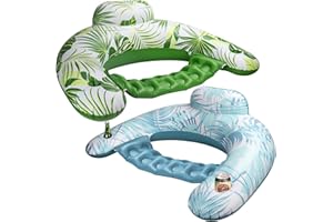 DAUSROOB Siedzisko do pływania, 2 sztuki, do basenu, nadmuchiwane, duże koło do pływania, z uchwytem na napoje, dla dorosłych i dzieci, materac, materac wodny, na imprezę tematyczną